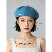 2026韩版 孔雀蓝贝雷帽春夏季 显气质画家帽字母标休闲百搭南瓜帽女