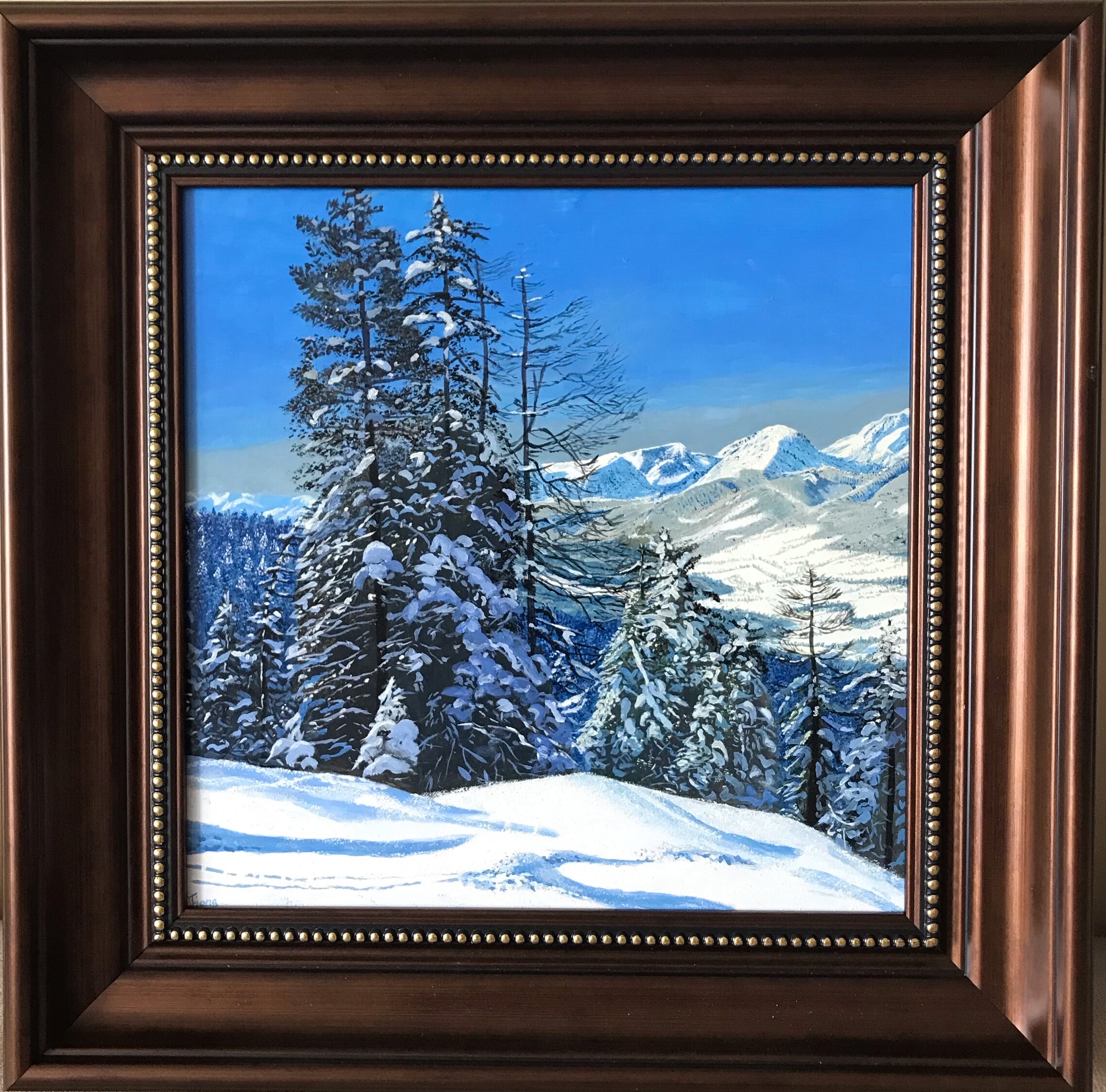 编号dbr-sy-05  圣诞雪景 英国画家michael学员油画原作