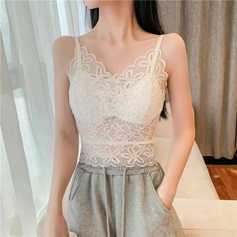 蕾丝吊带美背女春装外穿内搭带胸垫贴身舒适新款抹胸法式内衣上衣