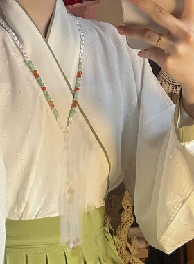 古风明制压襟串珠项链新中式长