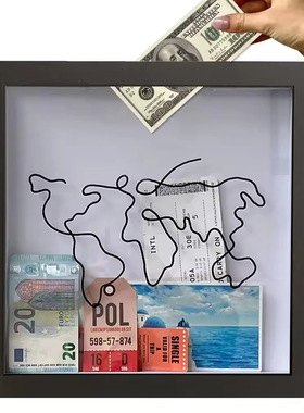 跨境电影票飞机票存钱冒险盒中空相框Adventure Archive Box