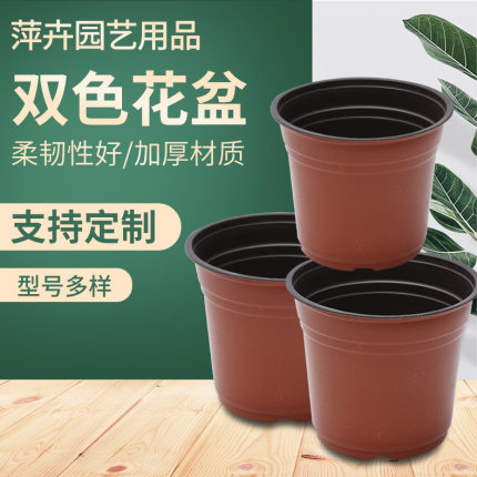 萍卉园艺PP简易育苗杯软吸塑料花盆绿植园林用品双色盆