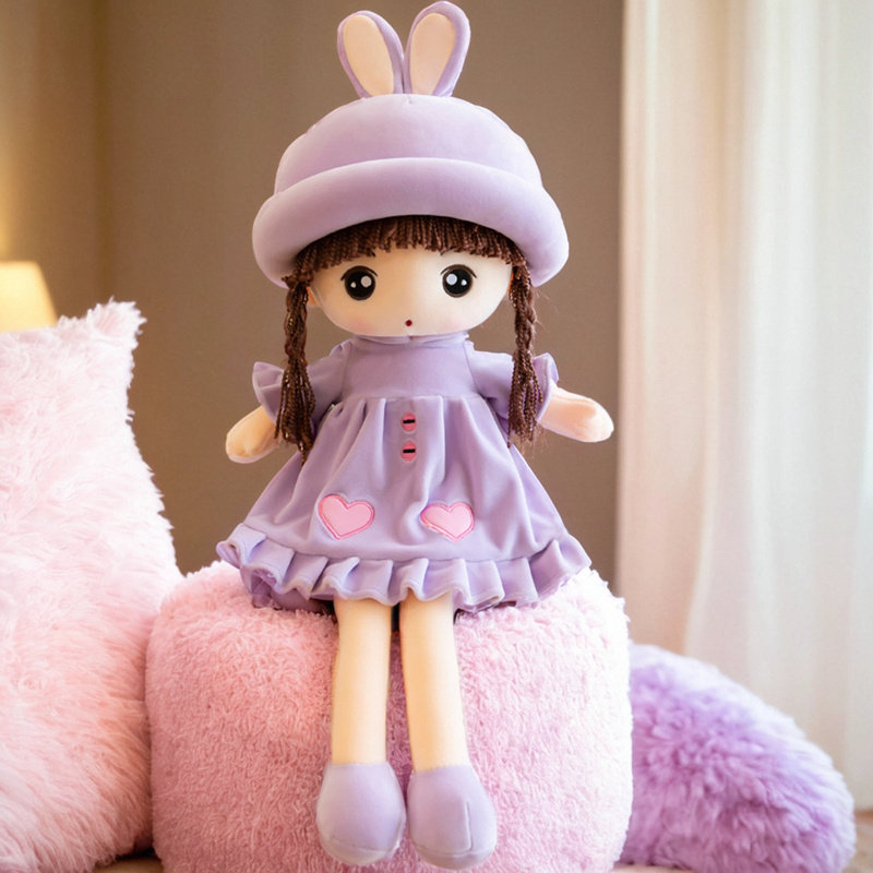 高颜值可爱布娃娃女孩抱着睡觉毛绒玩具安抚玩偶公仔儿童生日礼物