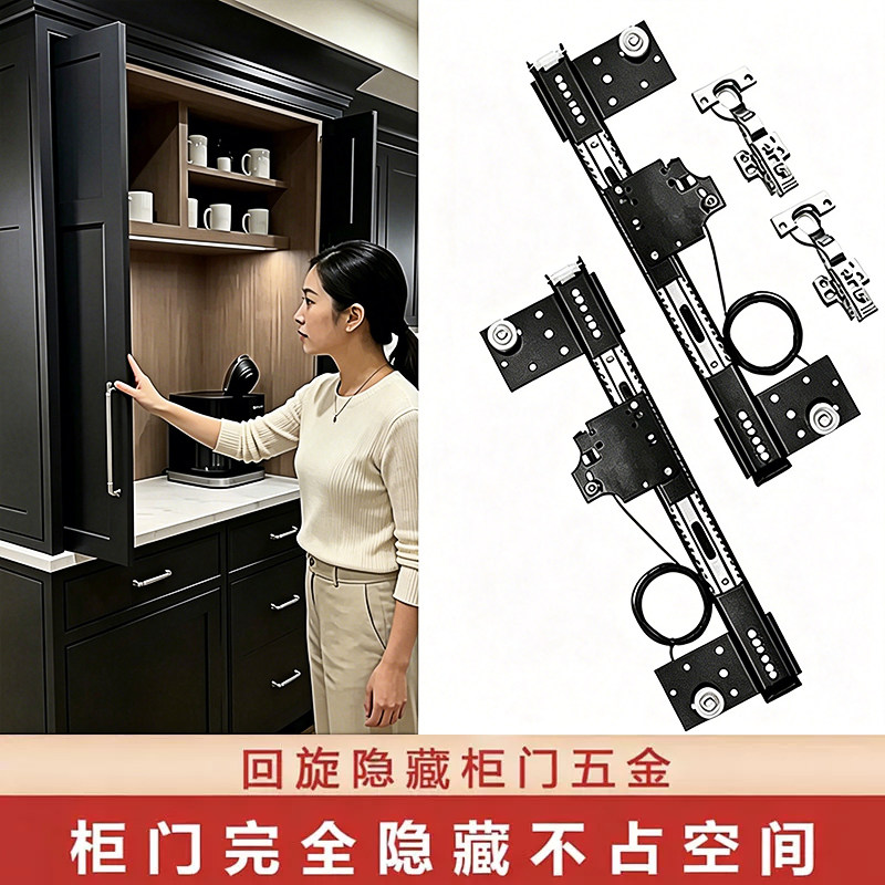 蝴蝶门五金配件电视柜回旋门滑轨隐藏门轨道隐形侧插式口袋门导轨