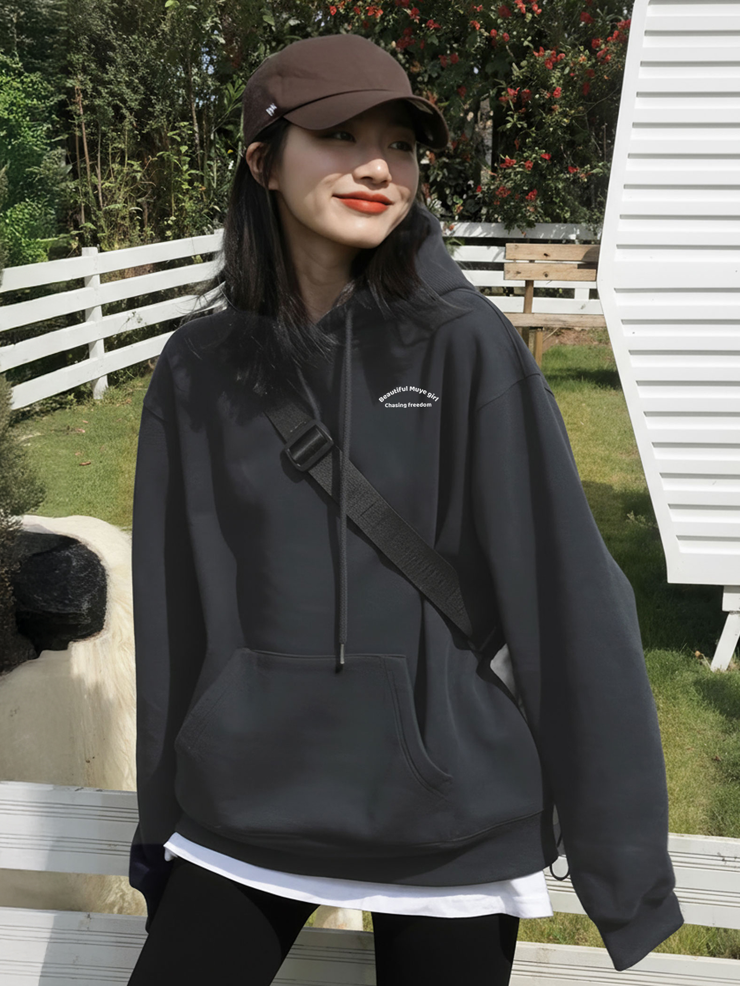 纯棉连帽卫衣女深灰色宽松2025新款秋冬季加绒加厚韩系巨好看上衣