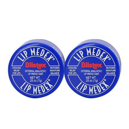 美国碧唇blistex小蓝罐润唇膏女滋润补水修复凡士林唇膜秋季X2罐