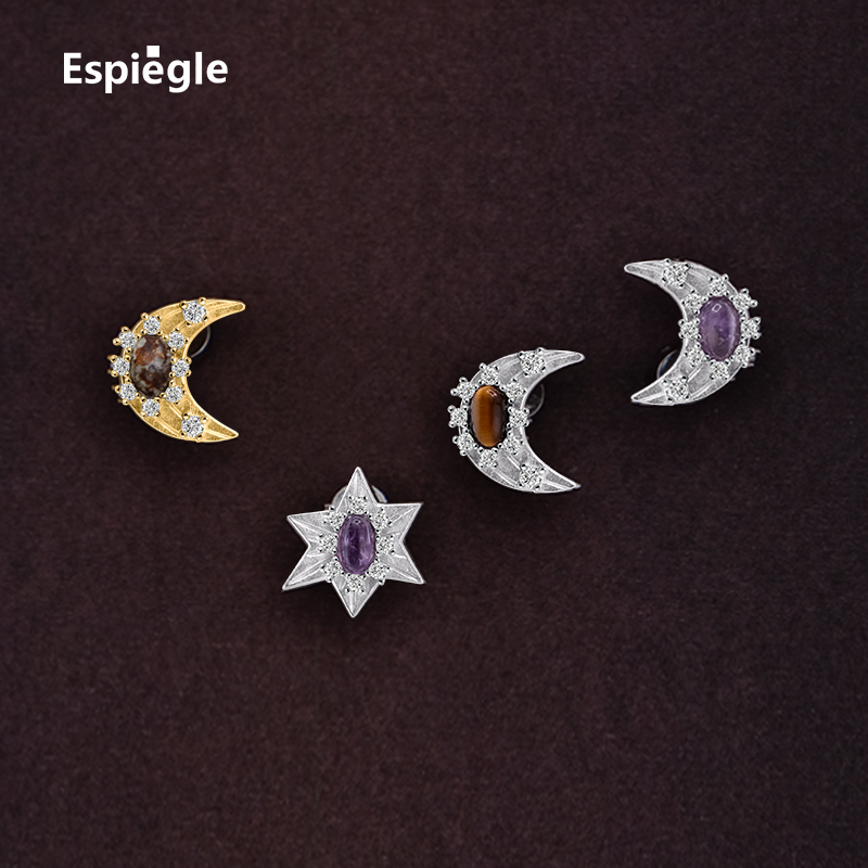 Espiegle辉夜自由体操系列星辰与月亮宝石耳饰【现货】