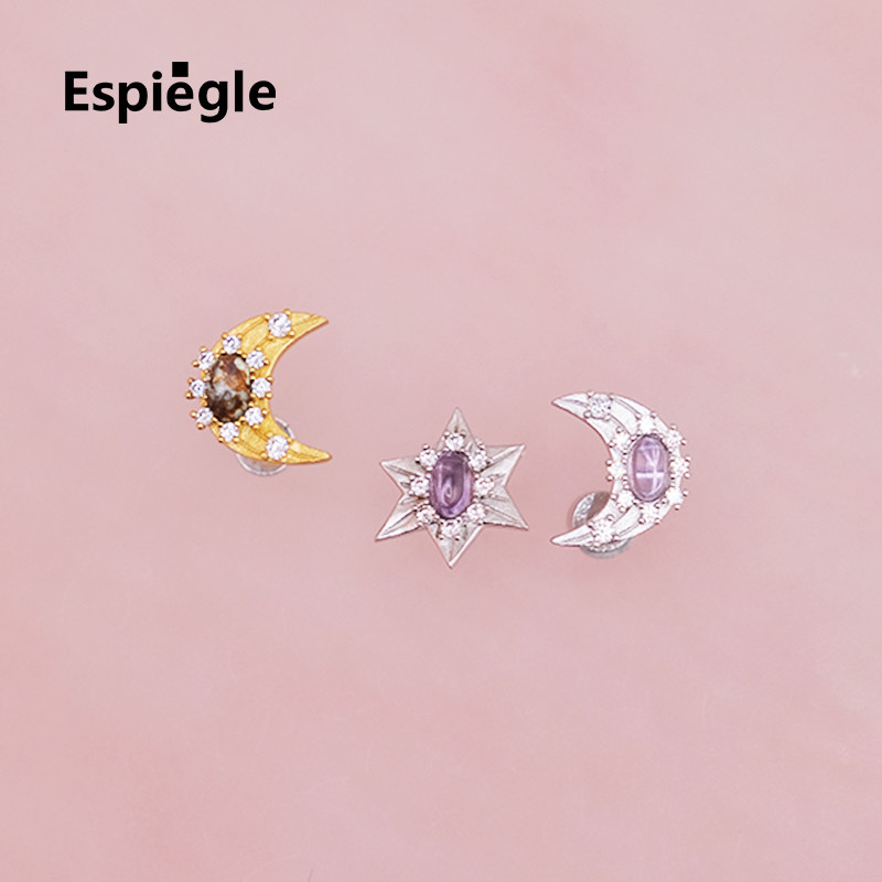 Espiegle辉夜自由体操系列星辰与月亮宝石耳饰【现货】
