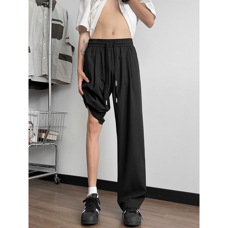 抽绳设计冰丝西装裤男夏季