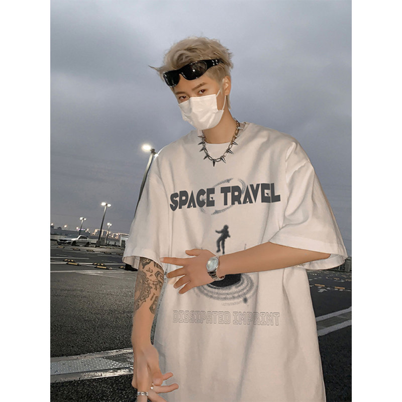 美式重磅纯棉小领口短袖