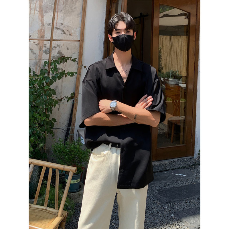 冰丝垂坠感短袖衬衫男款