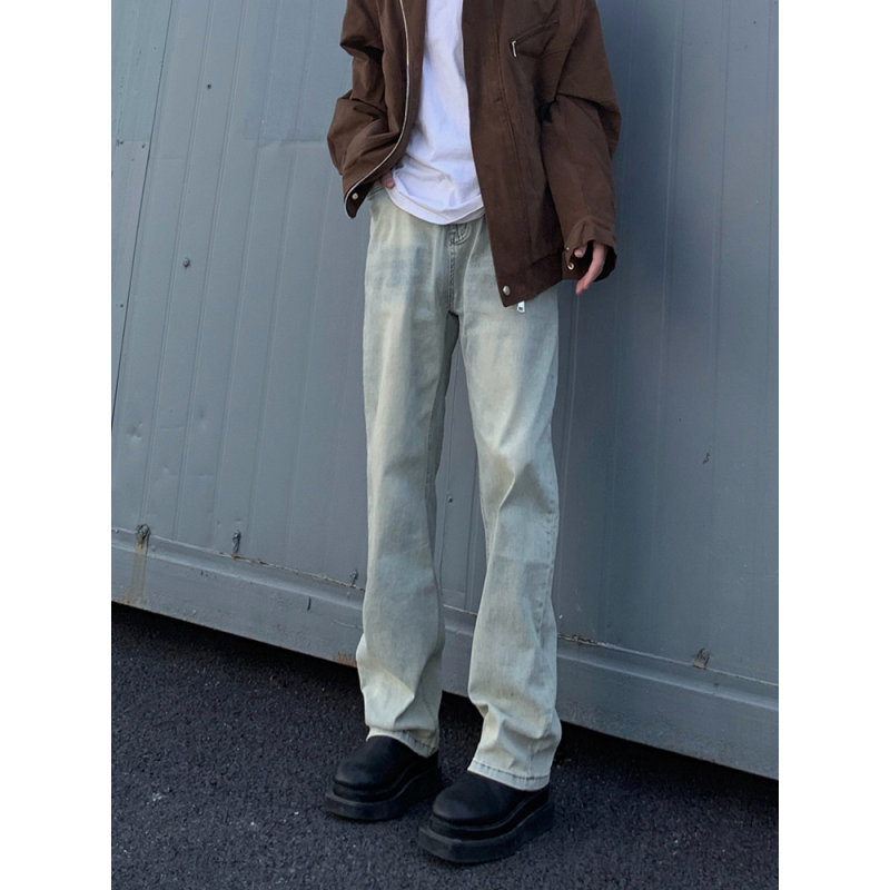 黄泥染高街牛仔裤男款春季