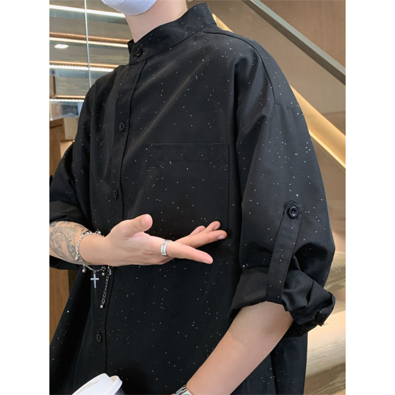 满天星烫金设计感衬衣男