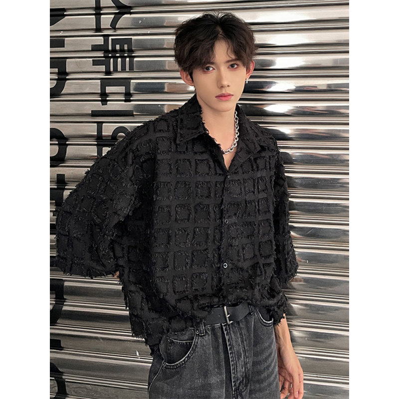 肌理感流苏设计短袖衬衫