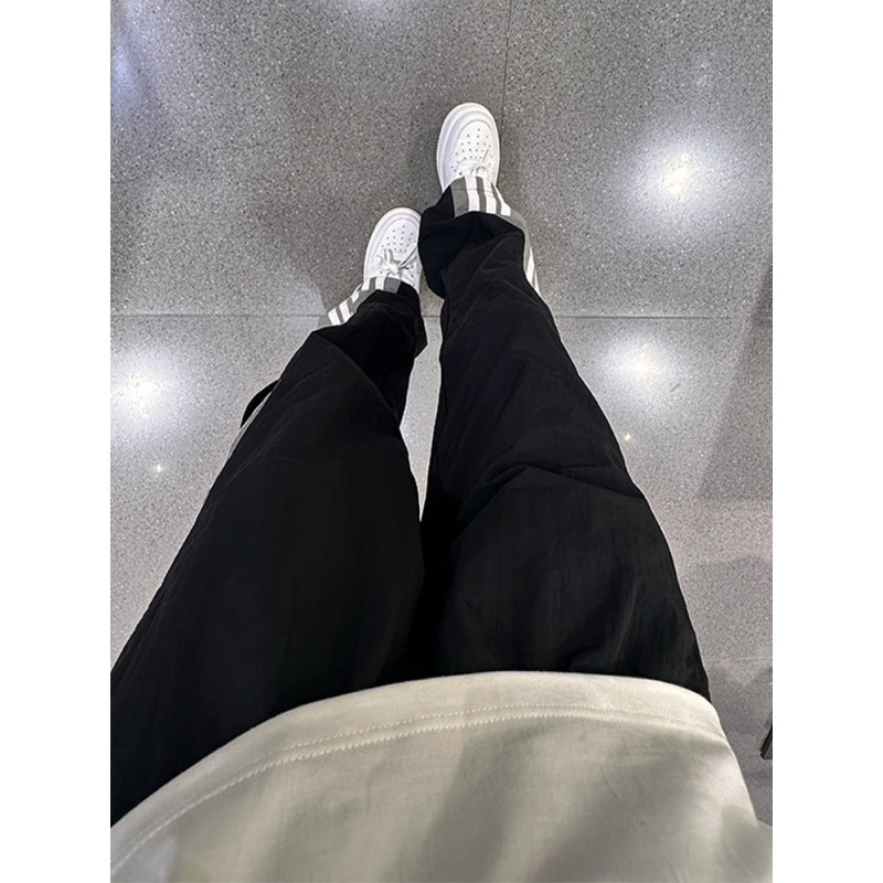 美式复古侧条纹工长裤