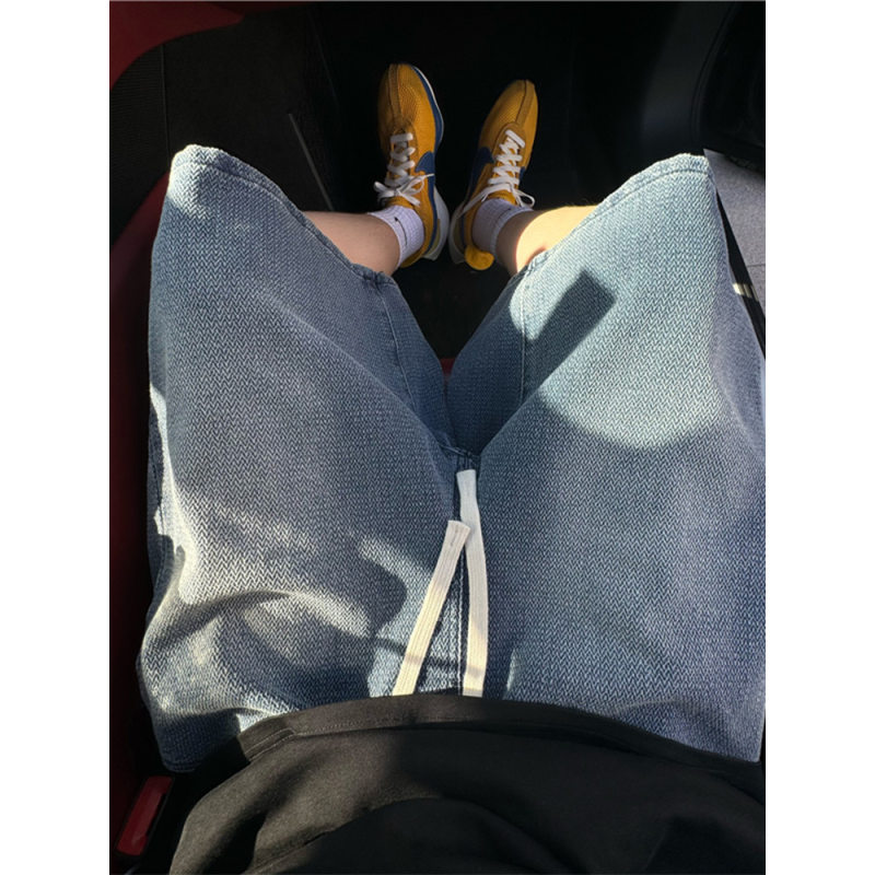 星空纹水洗做旧牛仔裤男夏季