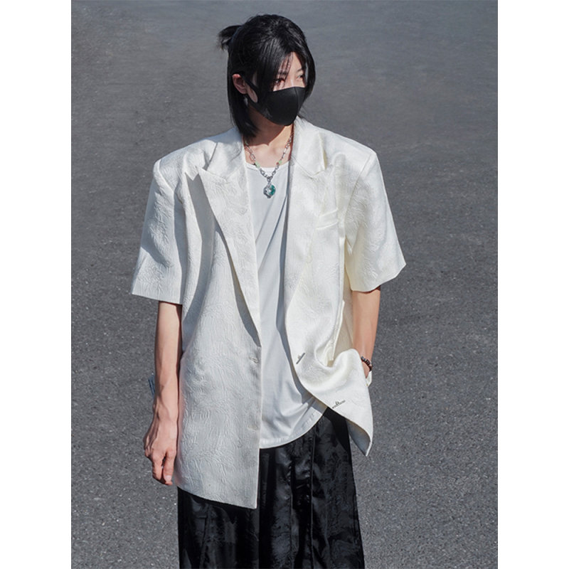 羽毛提花设计感小众短袖西装