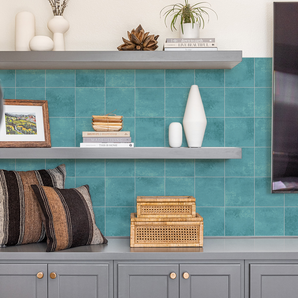 科拉莫 尘世系列-琼宇 复古轻奢时尚浴室餐厅自粘墙饰304x304mm