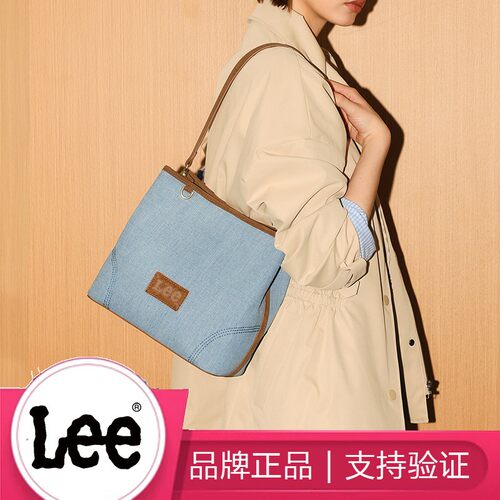 Lee女牛仔帆布水桶包托特包女单肩手提腋下通勤包斜挎包