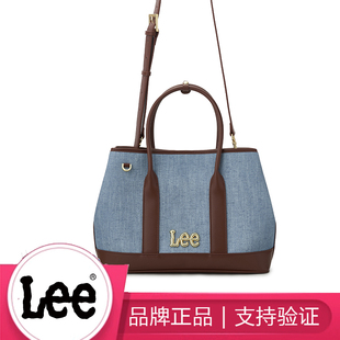 Lee女牛仔帆布托特包单肩斜挎包大学生上课包通勤包
