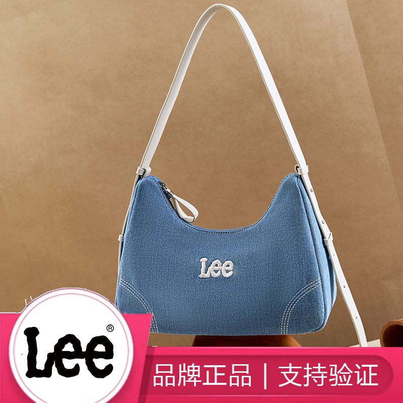 Lee 女牛仔帆布腋下包hobo月牙新月包饺子包上课通勤包流浪包