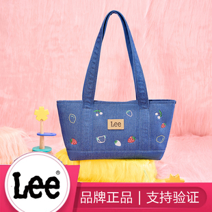 Lee可爱牛仔帆布小托特包大学生上课通勤包少女单肩斜挎包