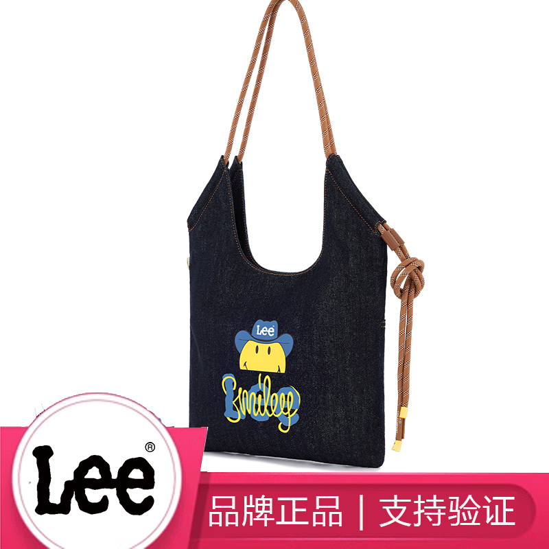 Lee x smiley联名款牛仔帆布托特包秋千包大学生上课单肩包