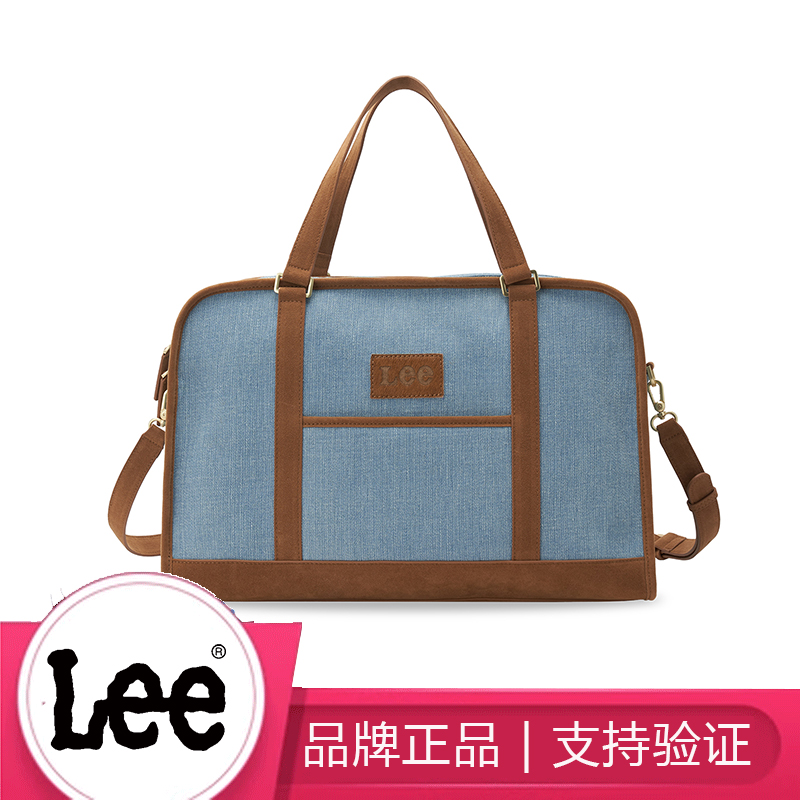 Lee男女大容量旅行包袋单肩斜挎出差包牛仔帆布包