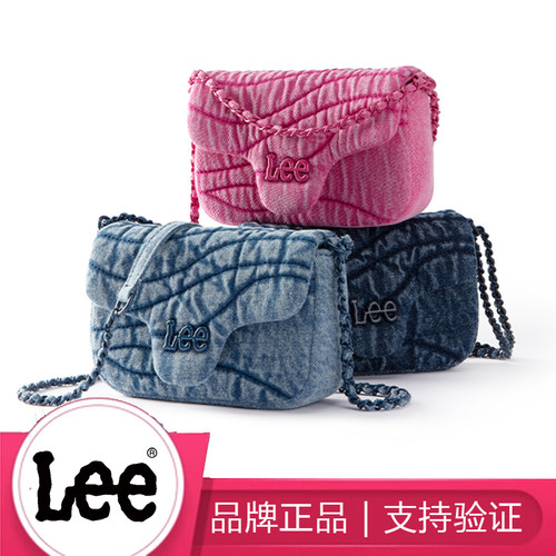 Lee秋冬牛仔帆布斜挎小包时尚链条单肩包