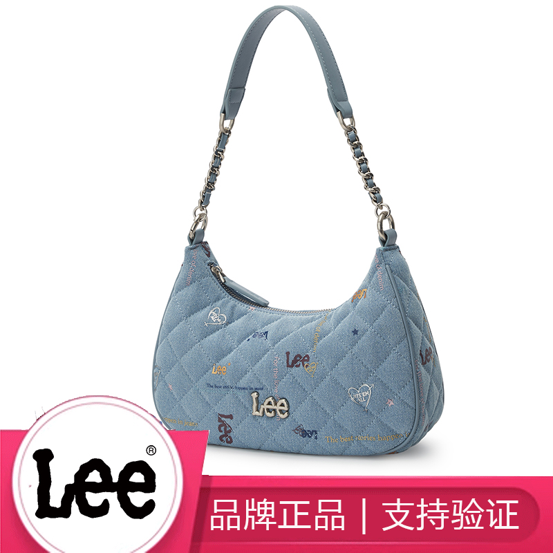 Lee 女新款牛仔帆布腋下包单肩手提法棍月牙包新月通勤包
