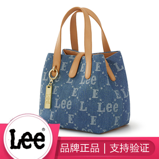 Lee新款 正品 牛仔帆布水桶包女手提包斜挎通勤包