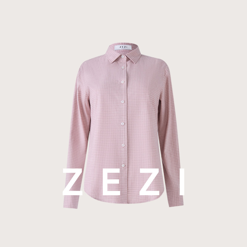 zezi棉羊绒混纺格纹衬衫长袖休闲女士衬衣时尚经典百搭开衫新款,女装/女士精品,衬衫,淘宝优惠券,粉丝福利购,淘宝优惠卷