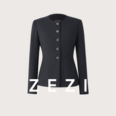 女西服春秋单排扣修身 zezi洋气减龄羊毛西装 套装 显瘦小香风短外套