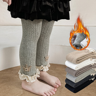 宝宝加绒打底裤秋冬款婴儿加厚大PP裤女童保暖外穿儿童白色不连袜