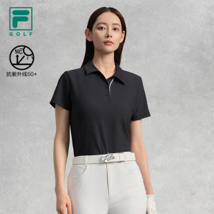运动防晒上衣 FILA 斐乐官方高尔夫女子针织短袖 POLO衫 2025秋新款