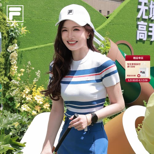 条条衫FILA斐乐高尔夫编织衫女