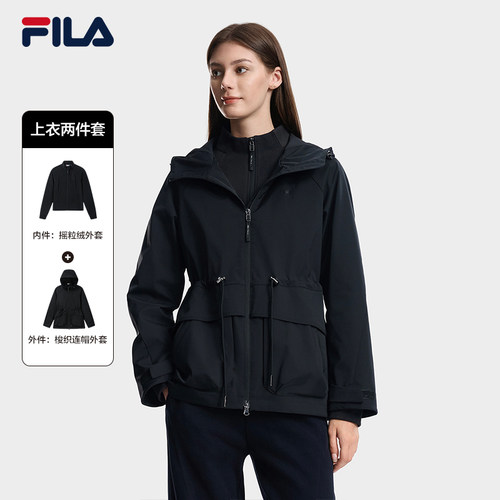 斐乐收腰显瘦保暖摇粒绒外套