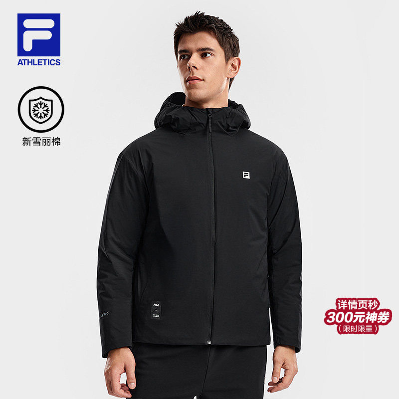 FILA斐乐官方男士棉服2026春季新款健身运动简约宽松保暖连帽外套