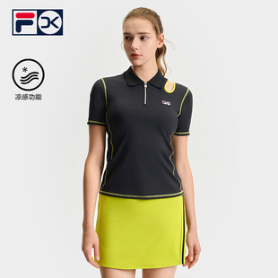 FILA POLO衫 韩素希同款 斐乐短袖 网球运动凉感 2025夏季 新款