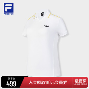 新款 FILA 2025夏季 斐乐官方女子针织短袖 健身运动基础上衣 POLO衫