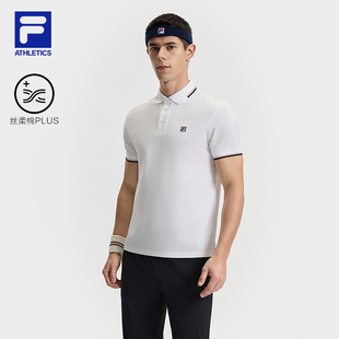 新款 FILA 2025夏季 斐乐官方男子针织短袖 网球运动纯棉上衣 POLO衫