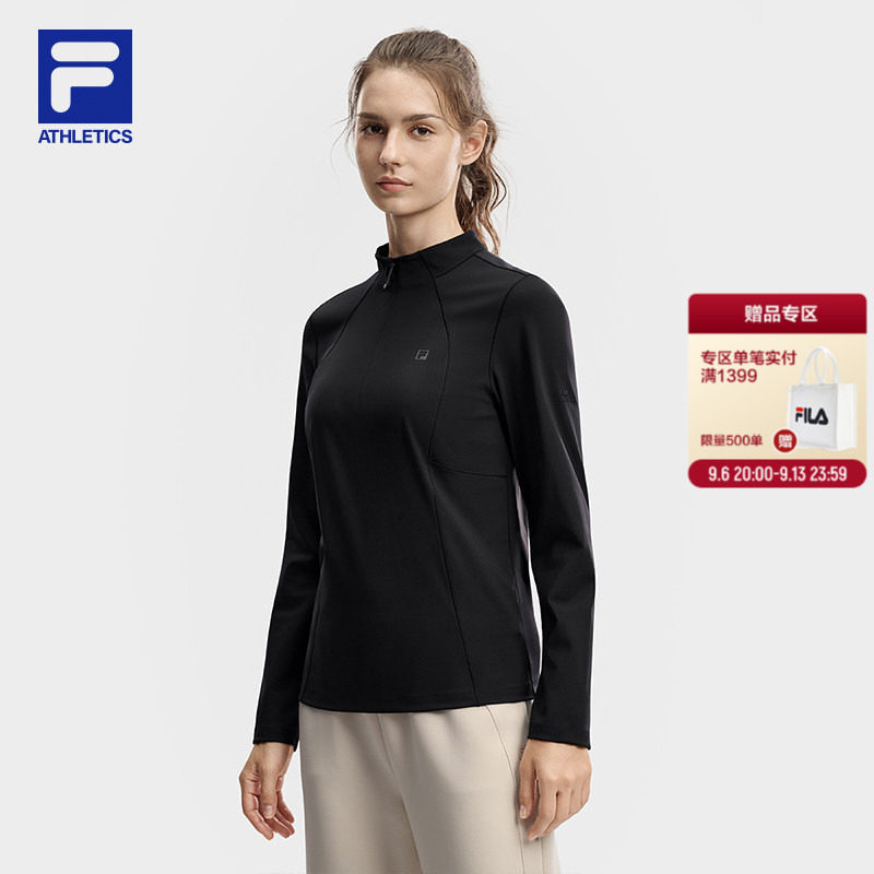 FILA 斐乐官方半拉链长袖T恤26冬季新款女士跑步健身瑜伽运动上衣