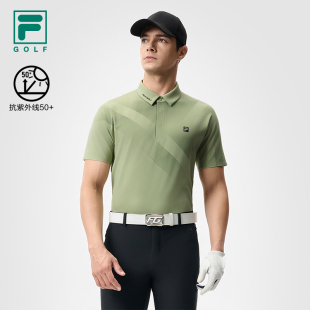 运动防晒上衣 FILA 斐乐官方高尔夫男子针织短袖 POLO衫 2025夏新款