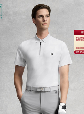 FILA 斐乐高尔夫男士短袖POLO衫2026夏季新款白色翻领短袖恤上衣
