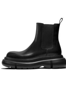 viplander新款切尔西靴舒适耐磨英伦黑色秋冬季马丁靴厚底增高男