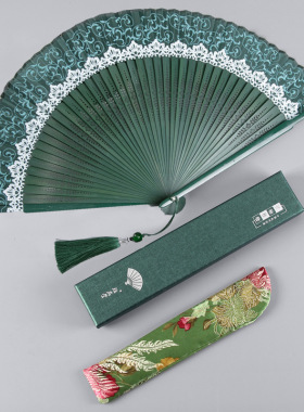 汉服女式随身舞蹈扇子折扇中国风旗袍折叠扇竹礼盒装竹子可折叠