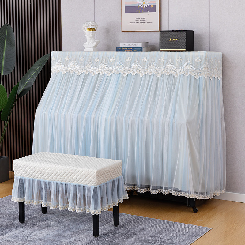 典雅法式白色蕾丝钢琴防尘罩全罩高档轻奢刚琴凳罩电子钢琴套之新