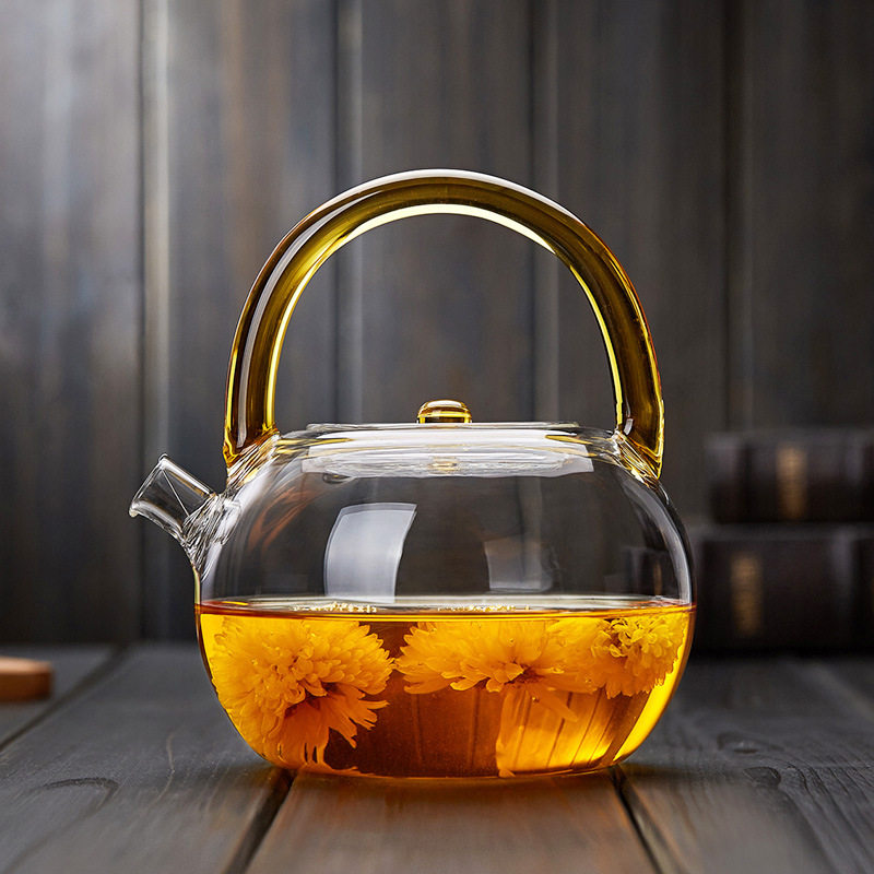 玻璃提梁壶加厚玻璃提梁煮茶壶大容量彩把煮水壶耐热电陶炉沸水壶