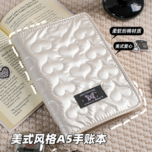 笔记本学习学生用加厚日记本记事本小学生初高中生通用 风格 2025年新款 高颜值爱心布艺手账本活页可拆卸美式
