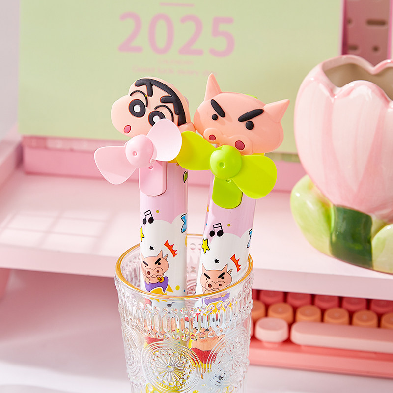 新款正版巨无霸系列蜡笔小新0.5mm风扇笔周边马卡龙多功能学生便